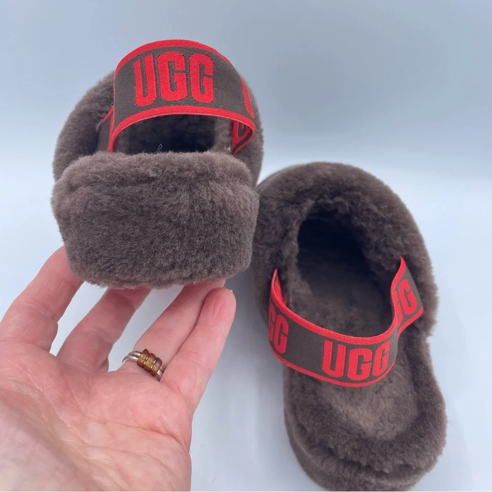 UGG Fluff Yeah Slides 7 Brown/Red - Picture 8 of 16